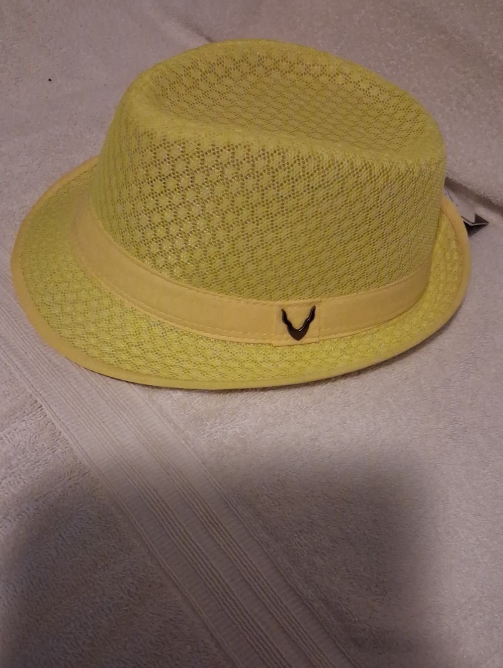 Men’s Yellow Knit Fedora with Signature Emblem